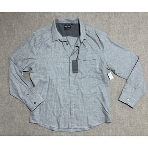 Stitch Note Shirt Mens XL Grey Button Up Long Sleeve 100% Cotton Pocket Casual‎